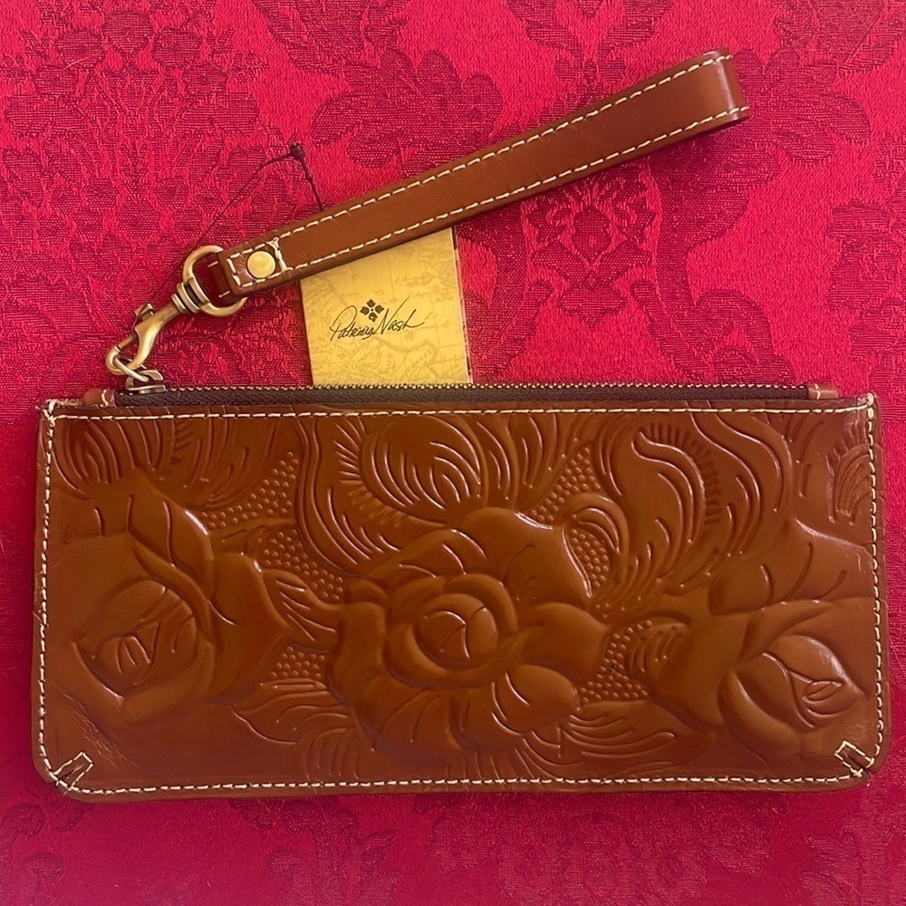 Patricia Nash Tan Floral Embossed Wristlet